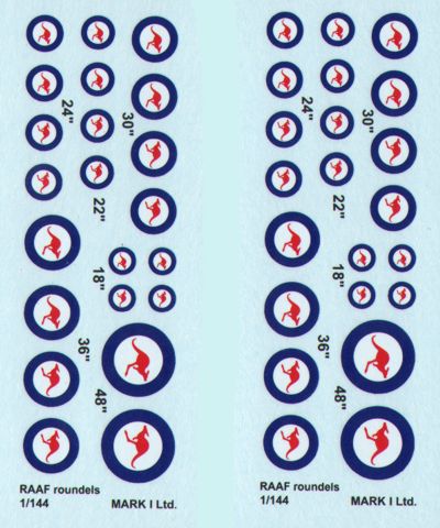 Mark I Decals DMK14417 1:144 RAAF roundels, 2 sets diameter: 18; 22; 24; 30; 36; 48'