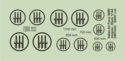 Mark I Decals DMK14430 1:144 Italian Air Force WWII Insignia (diameter: 600;700;850;1000;1100;1200 mm), 2 sets