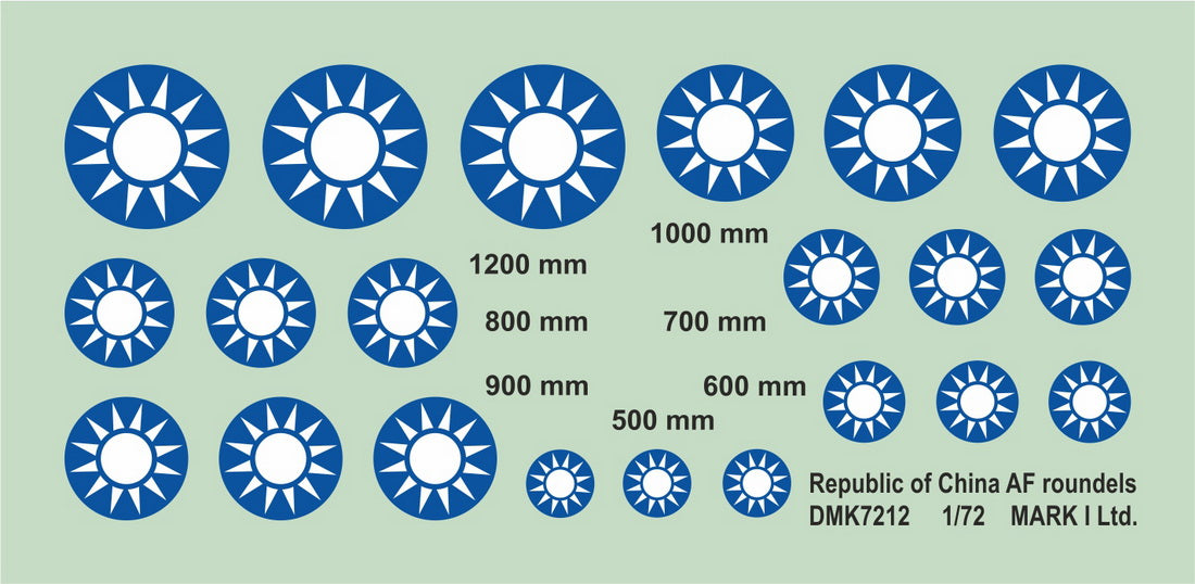 Mark I Decals DMK7212 1:72 ROCAF/Republic Of China Air Force roundels, 2 sets