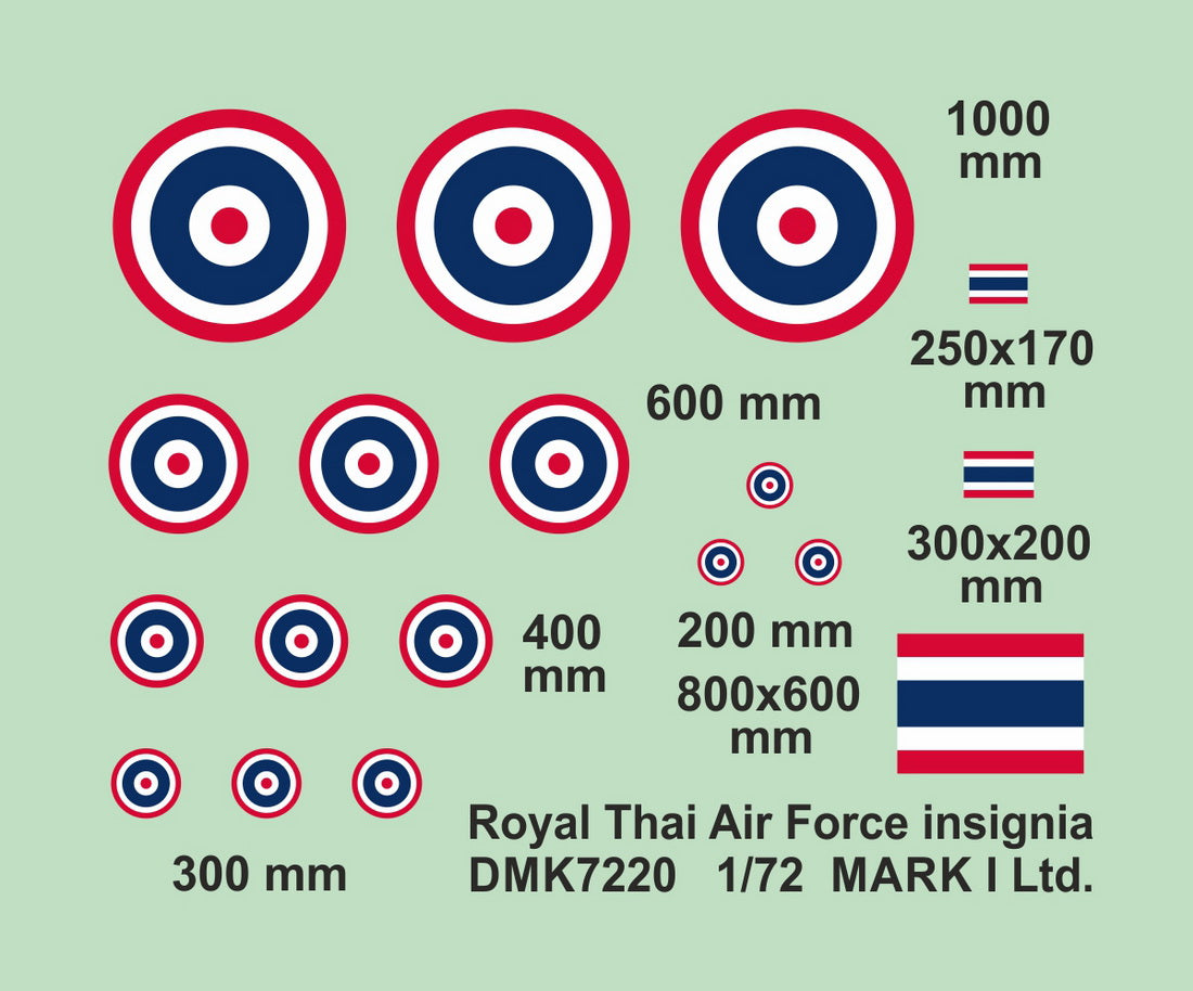 Mark I Decals DMK7220 1:72 Royal Thai AF Insignia, 2 sets