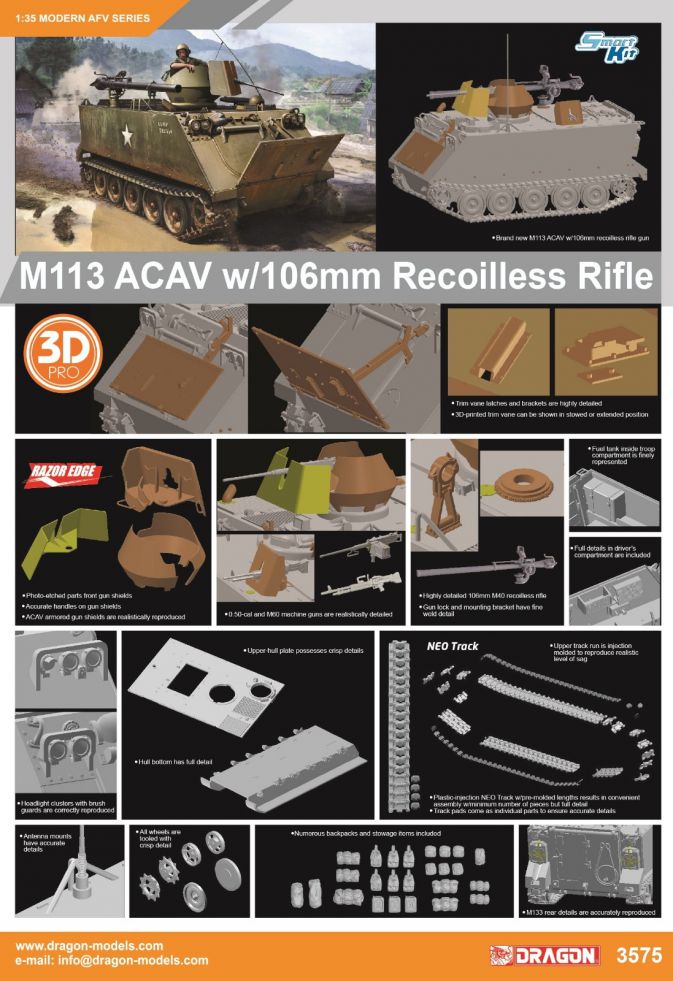 Dragon 3575 1:35 M113 ACAV with 106mm Recoilless Rifle