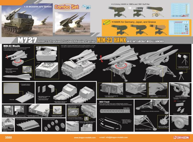 Dragon 3588 1:35 M727 Tracked Guided Missile Carrier + MIM-23 HAWK M192 Anti-aircraft Missile Launcher
