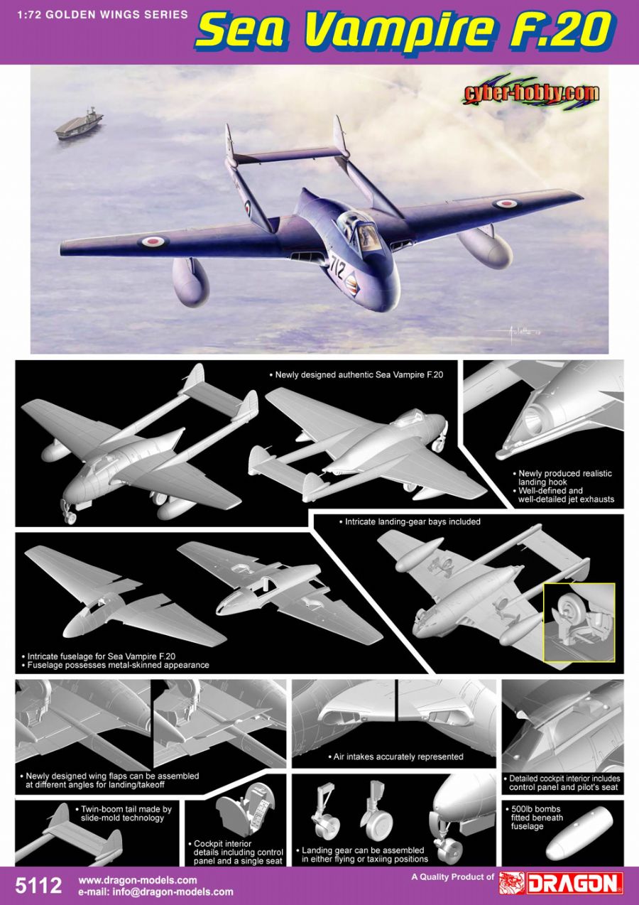 Dragon 5112 1:72 de Havilland Sea Vampire F.20