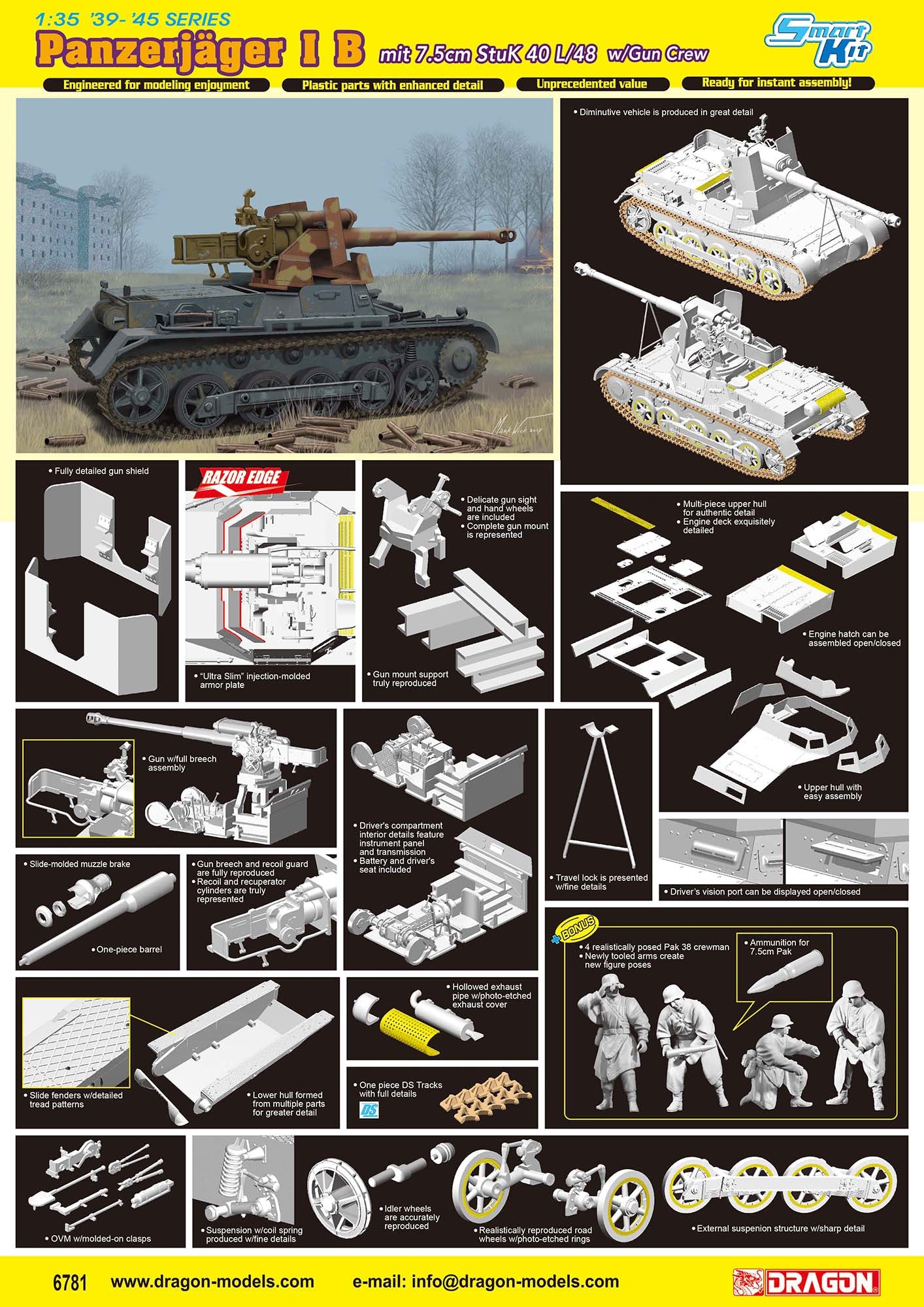 Dragon 6781 1:35 Panzerjager IB mit 7.5cm StuK 40L/48 with gun crew.