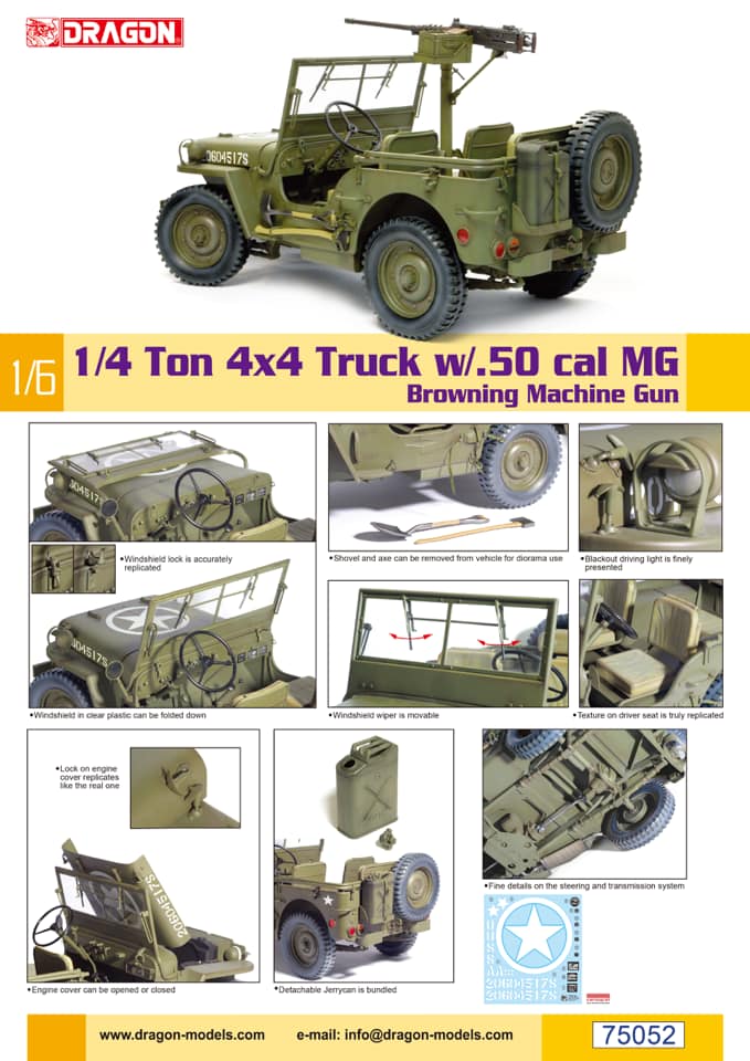 Dragon 75052 1:6 1/4 Ton 4X4 with M2 .50 Cal Gun