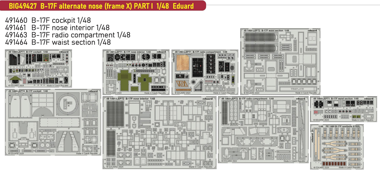 Eduard Big-Ed BIG49427 1:48 B-17F regular nose PART I Big-Ed Set