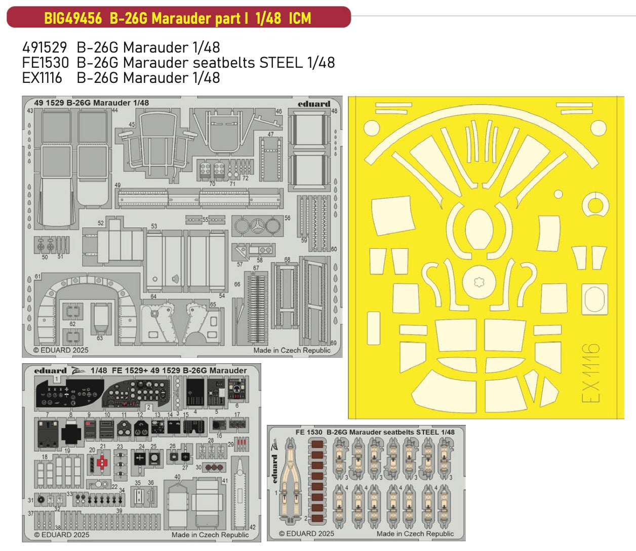 Eduard Big-Ed BIG49456 1:48 Martin B-26G Marauder part I 1/48