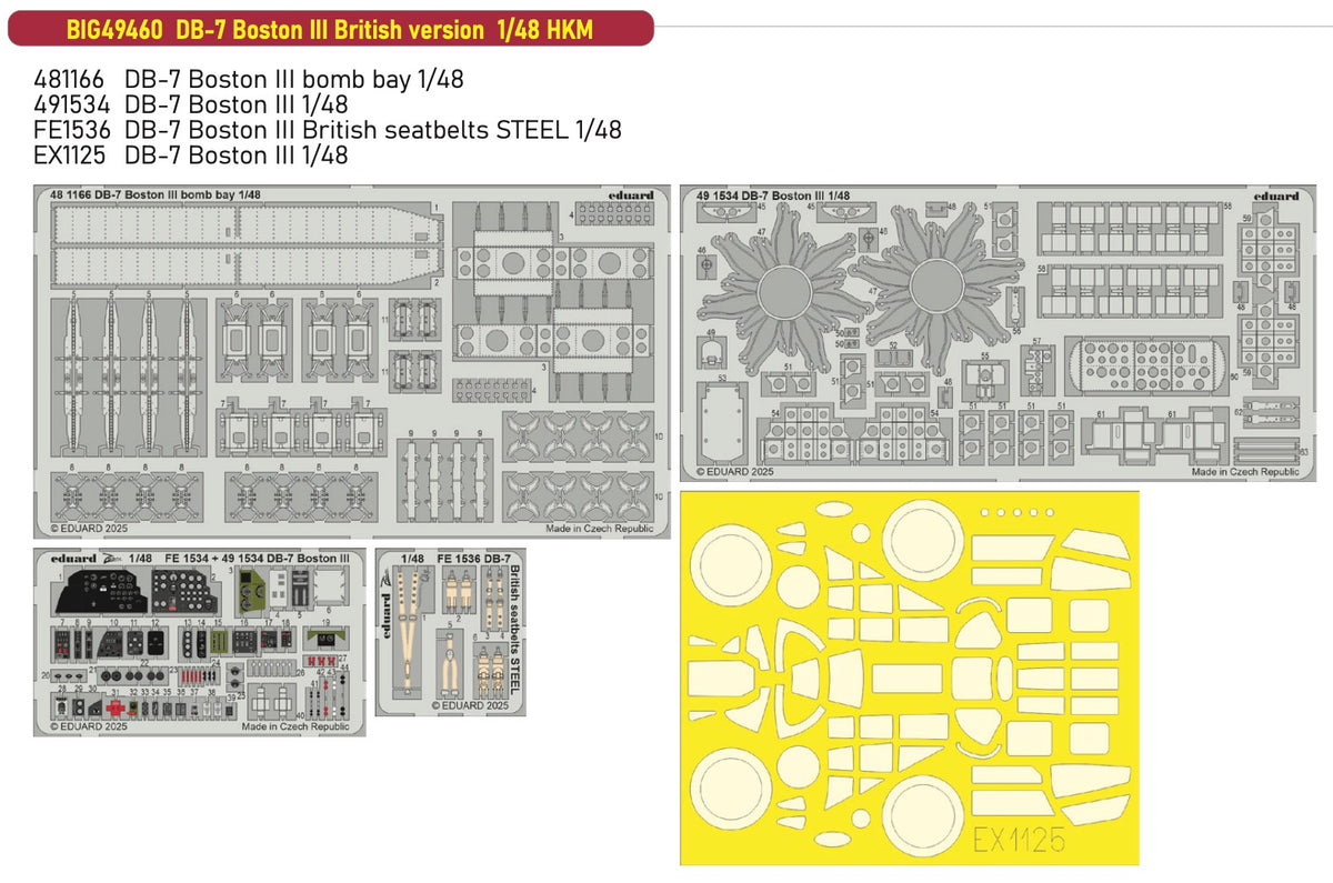 Eduard Big-Ed BIG49460 1:48 Douglas DB-7 Boston III British Version Big-Ed Set