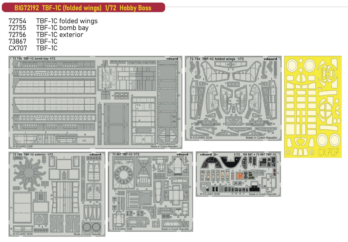 Eduard Big-Ed BIG72192 1:72 Grumman TBF-1C Avenger (Folded Wings) Big- Ed Set
