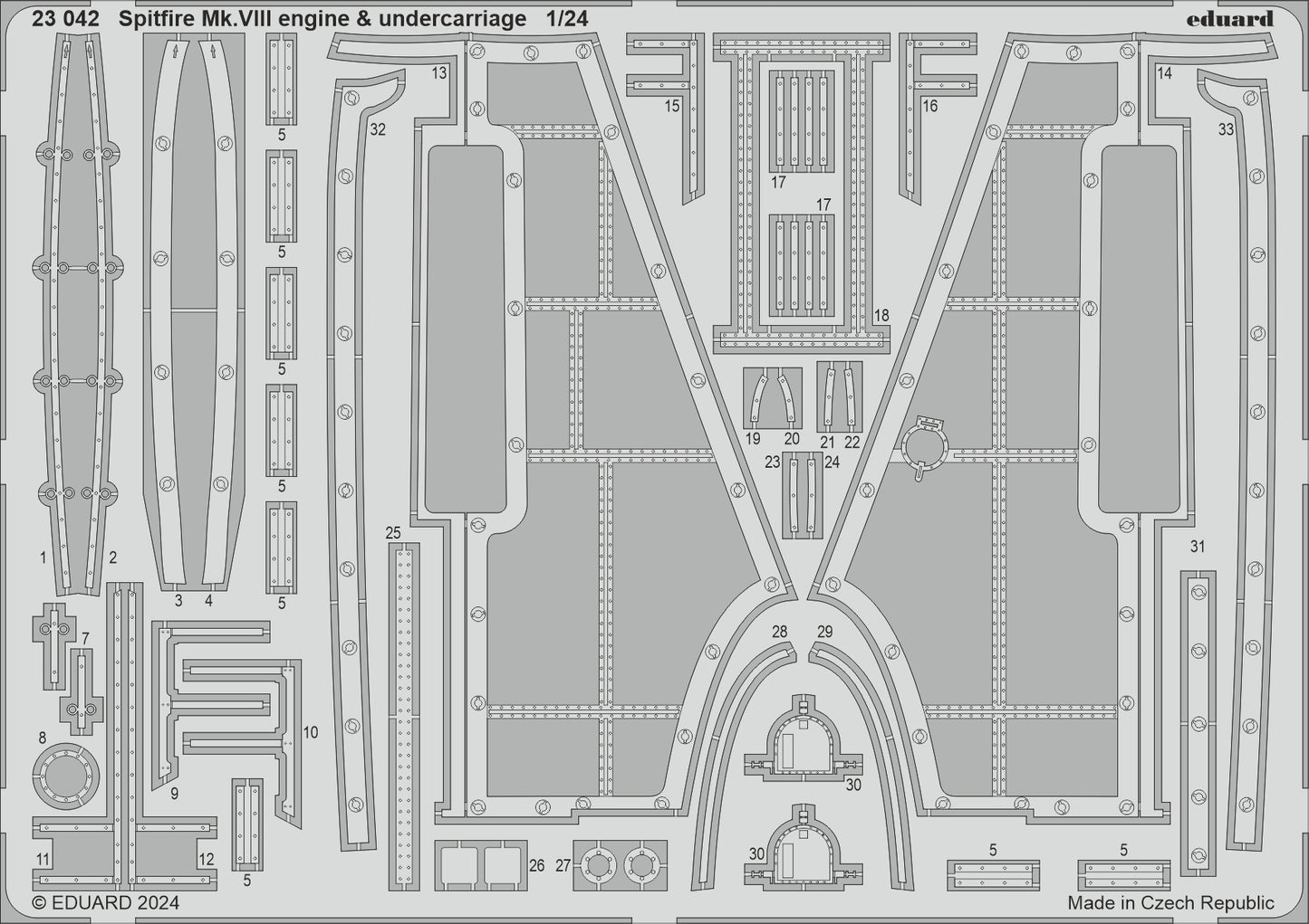 Eduard 23042 1:24 Supermarine Spitfire Mk.VIII engine & undercarriage