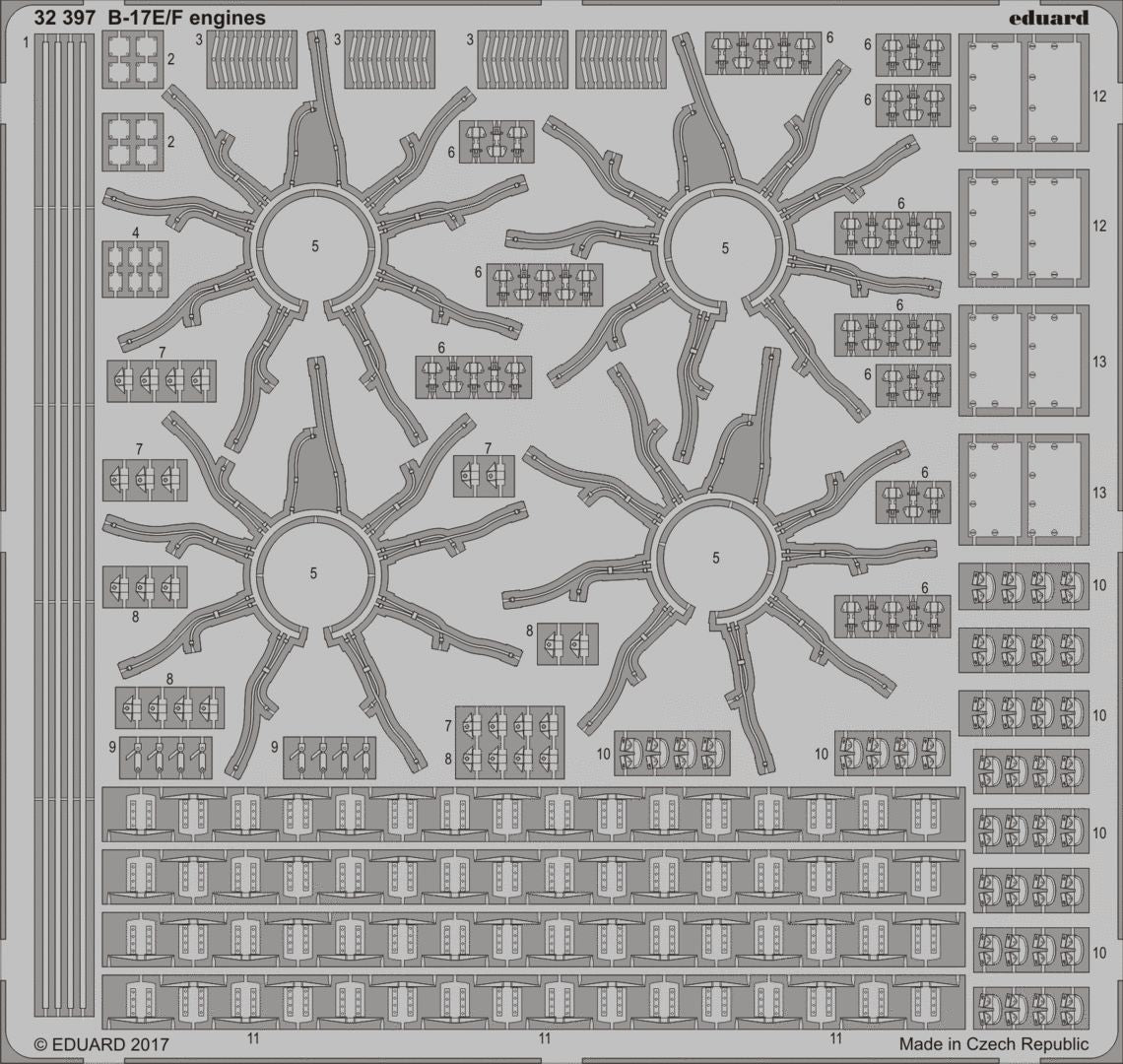 Eduard 32397 1:32 Boeing B-17E/F Flying Fortress engines details