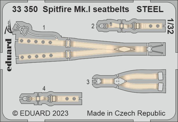 Eduard 33350 1:32 Supermarine Spitfire Mk.I seatbelts STEEL to be used with Kotare