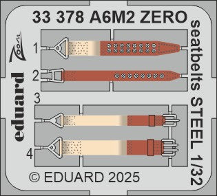 Eduard ED33378 1:32 Mitsubishi A6M2 Zero seatbelts STEEL 1/32