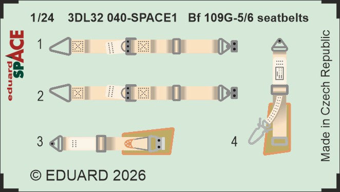 Eduard 3DL32040 1:24 Messerschmitt Bf-109G-5/6 seatbelts SPACE