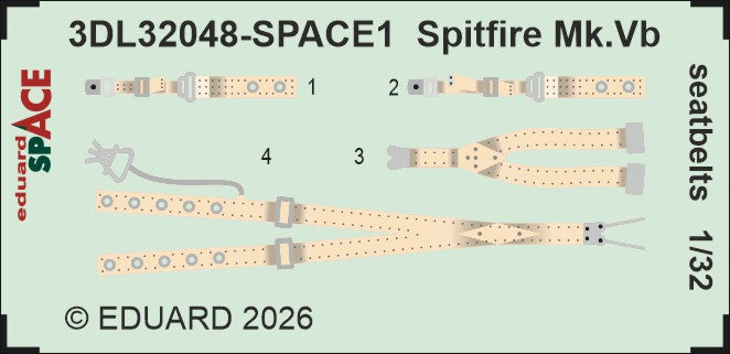 Eduard 3DL32048 1:32 Supermarine Spitfire Mk.Vb seatbelts