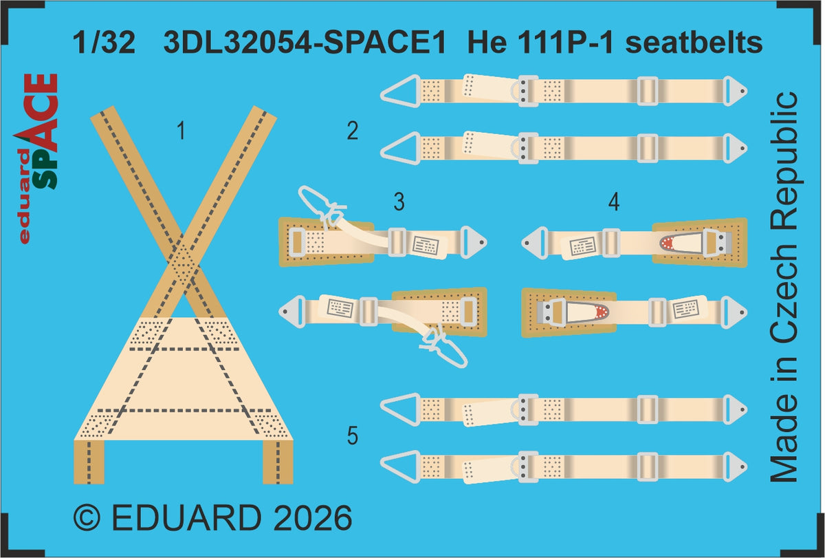 Eduard 3DL32054 1:32 Heinkel He-111P-1 seatbelts SPACE