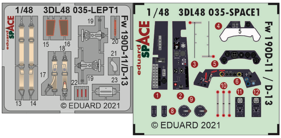 Eduard 3DL48035 1:48 Focke-Wulf Fw-190D-11/13 SPACE (3D-Printed) Instrument Decals