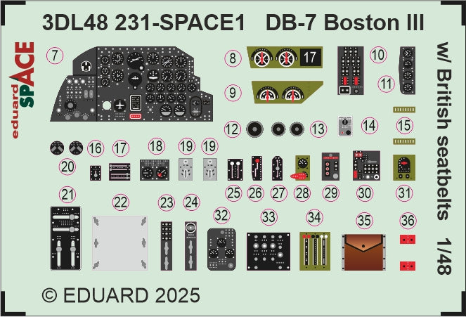Eduard ED3DL48231 1:48 Douglas Boston III/US DB-7B w/ British seatbelts SPACE