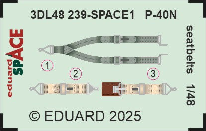 Eduard 3DL48239 1:48 Curtiss P-40N Warhawk seatbelts SPACE