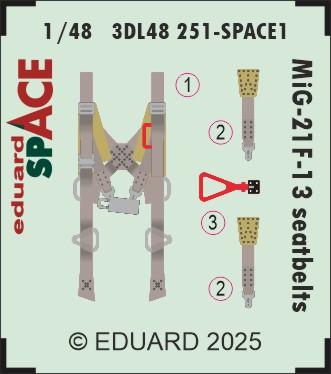 Eduard 3DL48251 1:48 Mikoyan MiG-21F-13 seatbelts SPACE