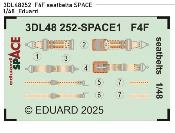 Eduard 3DL48252 1:48 Grumman F4F-3 Wildcat seatbelts SPACE