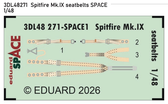 Eduard 3DL48271 1:48 Supermarine Spitfire Mk.IX seatbelts SPACE