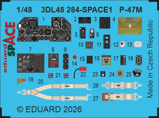 Eduard 3DL48284 1:48 Republic P-47M SPACE 3D-Printed Decal Instruments