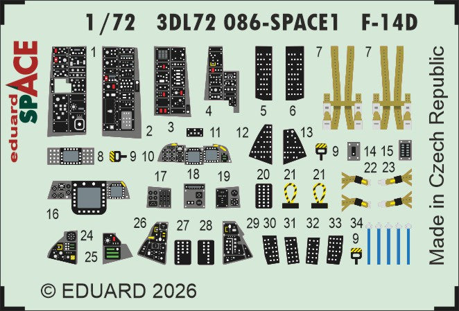 Eduard 3DL72086 1:72 Grumman F-14D Tomcat SPACE