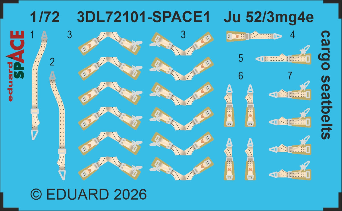 Eduard 3DL72101 1:72 Junkers Ju-52/3mg4e cargo seatbelts SPACE