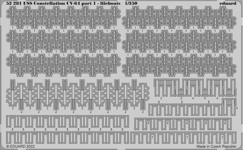 Eduard 53281 1:350 USS Constellation CV-64 part 1 - lifeboats