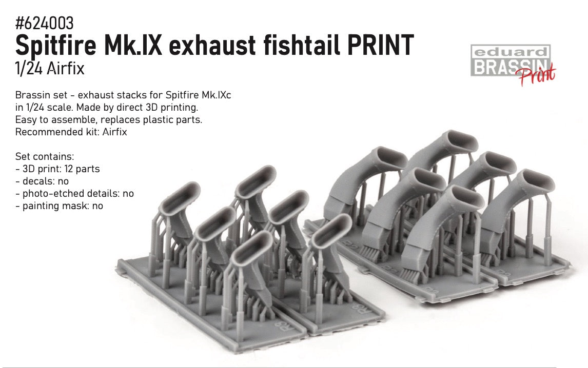 Eduard Brassin 624003 1:24 Supermarine Spitfire Mk.IXc exhaust fishtail 3D-printed to be used with Airfix
