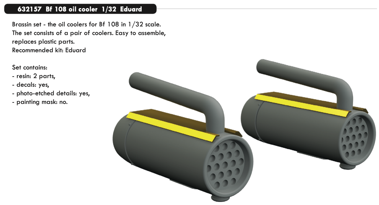 Eduard Brassin 632157 1:32 Messerschmitt Bf-108 oil cooler