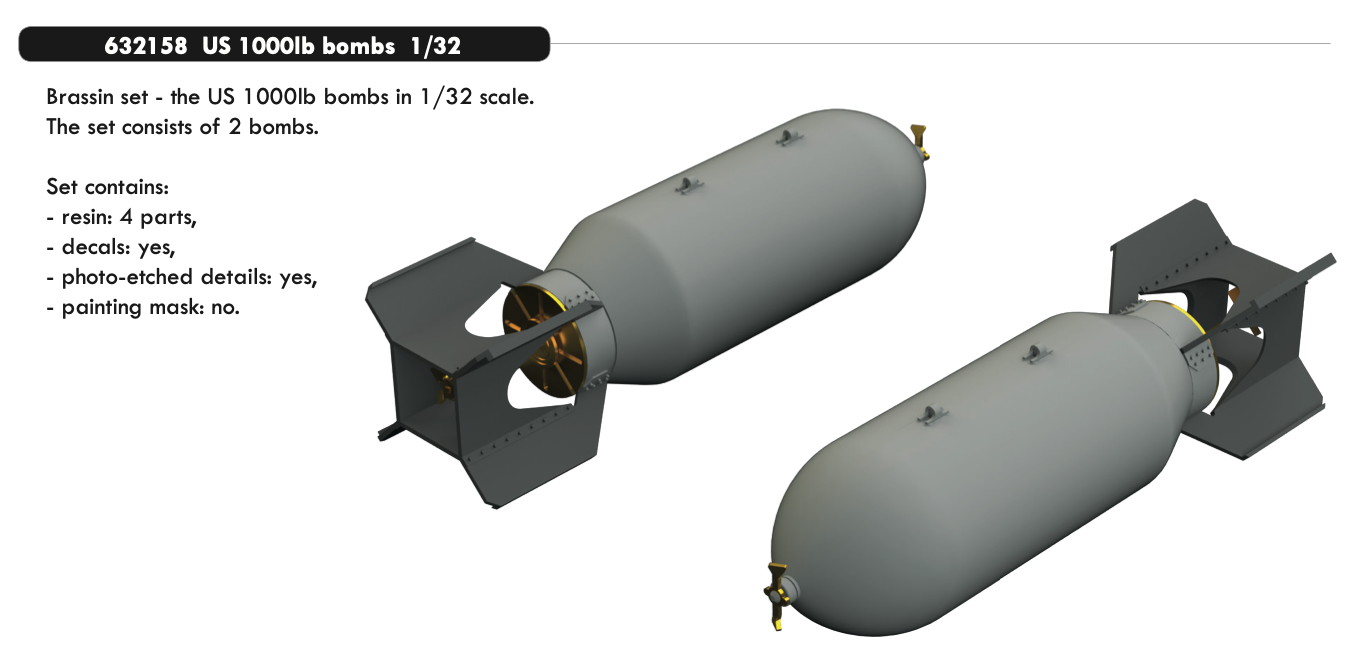 Eduard Brassin 632158 1:32 US 1000lb bombs