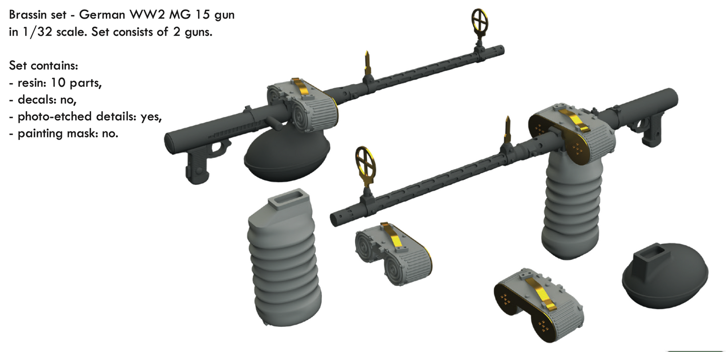 Eduard Brassin 632166 1:32 MG 15 guns German 7.92 mm machine gun
