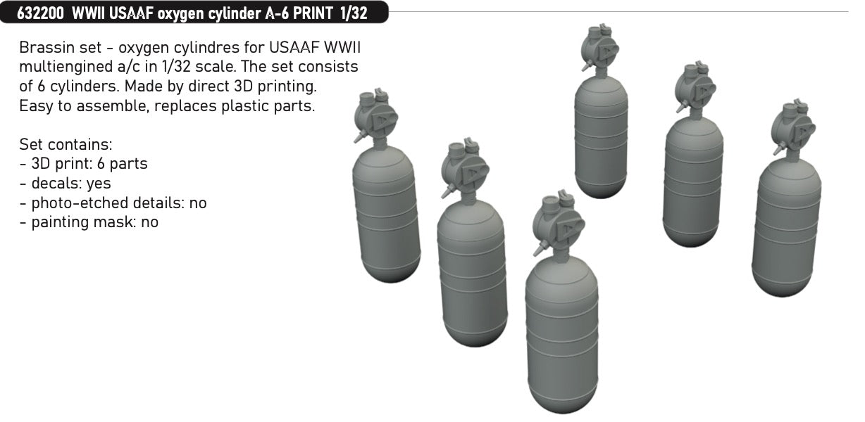 Eduard Brassin 632200 1:32 WWII USAAF oxygen cylinder A-6 PRINT