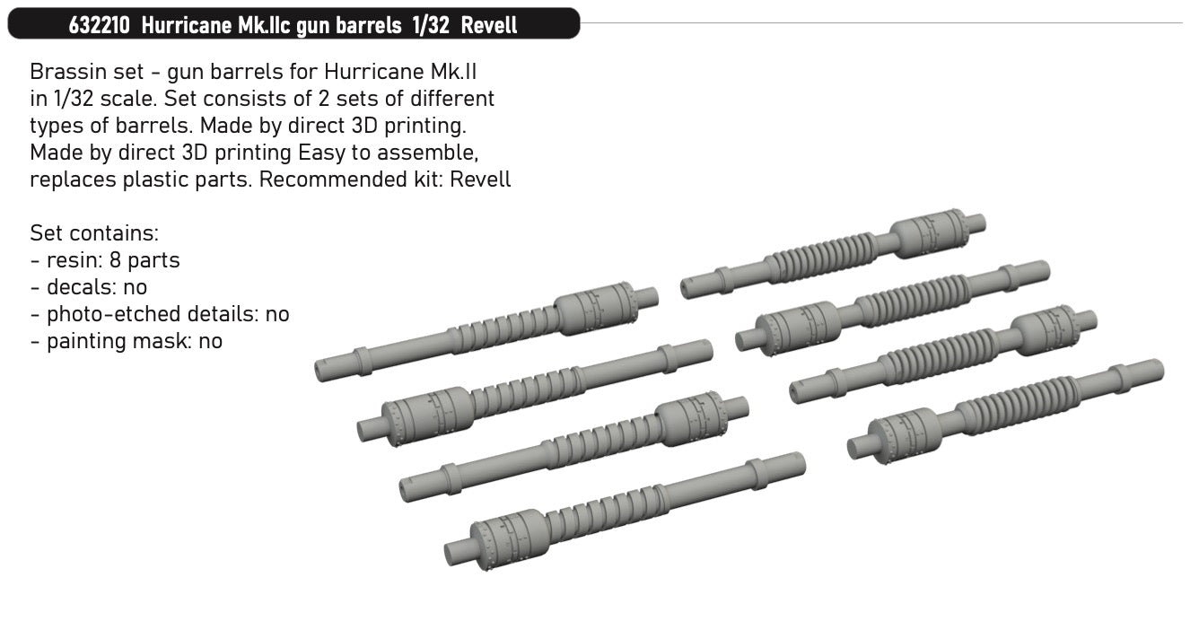 Eduard Brassin 632210 1:32 Hawker Hurricane Mk.IIc gun barrels