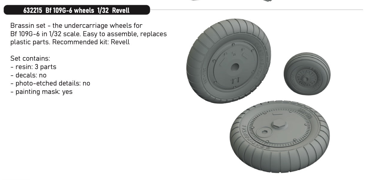 Eduard Brassin 632215 1:32 Messerschmitt Bf-109G-6 wheels