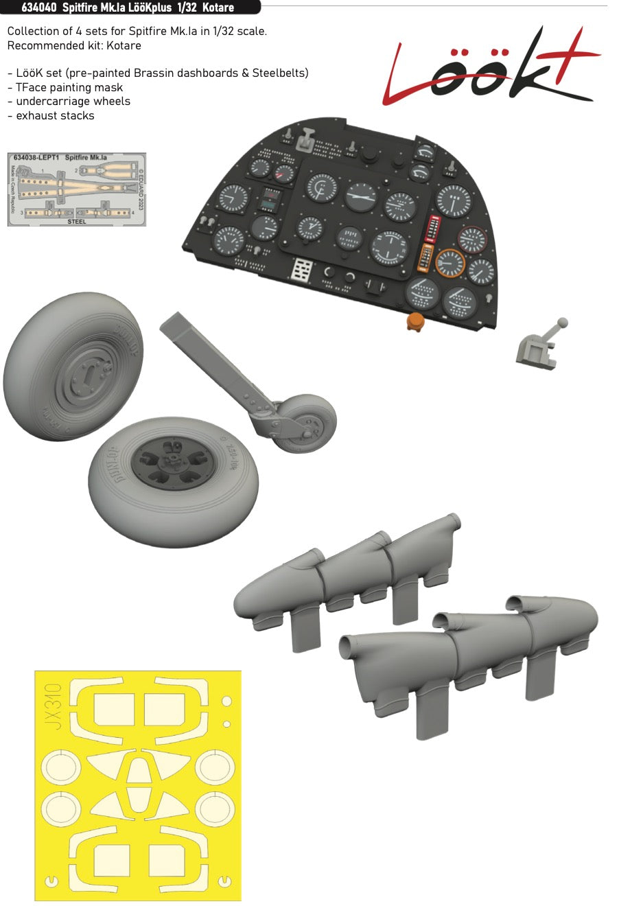 Eduard Brassin 634040 1:32 Supermarine Spitfire Mk.Ia LooKplus to be used with Kotare