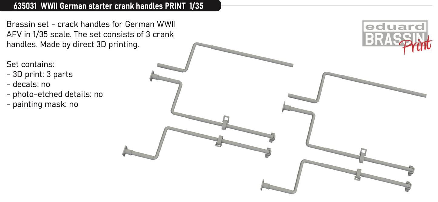Eduard Brassin 635031 1:35 WWII German starter crank handles