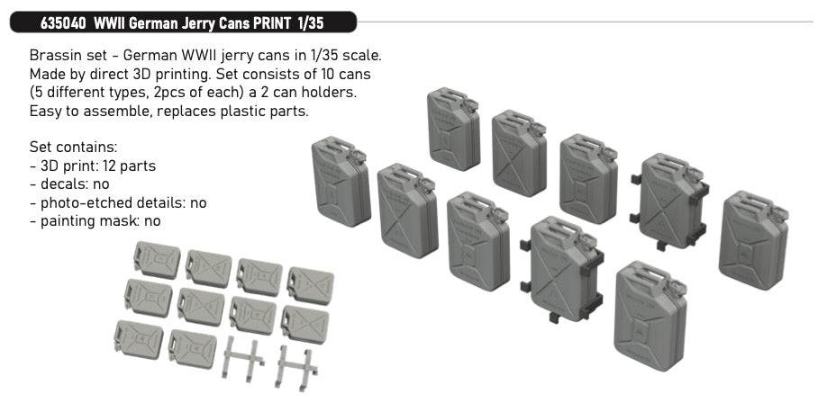 Eduard Brassin 635040 1:35 WWII German Jerry Cans PRINT