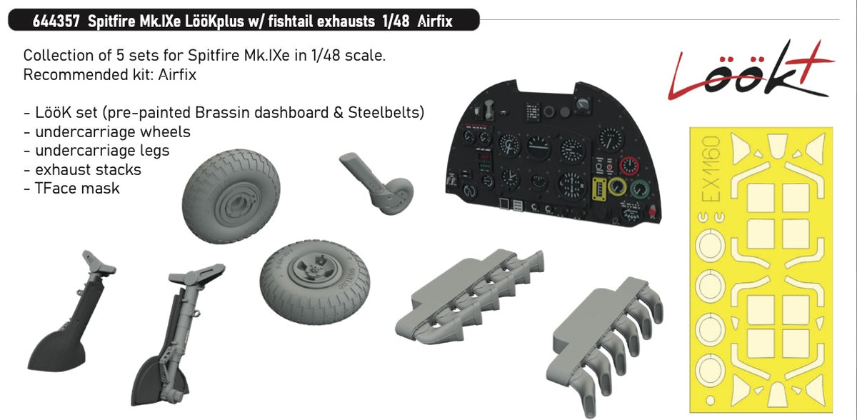 Eduard Brassin 644357 1:48 Supermarine Spitfire Mk.IXe LööKplus with Fishtail Exhausts