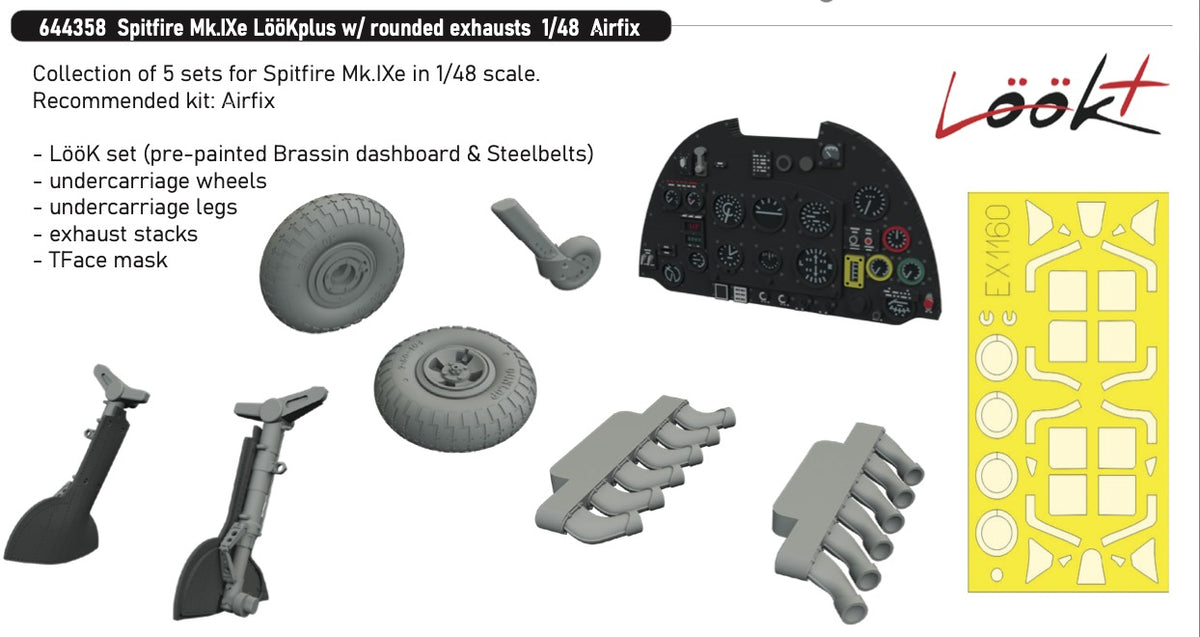 Eduard Brassin 644358 1:48 Supermarine Spitfire Mk.IXe LööKplus with Rounded Exhausts