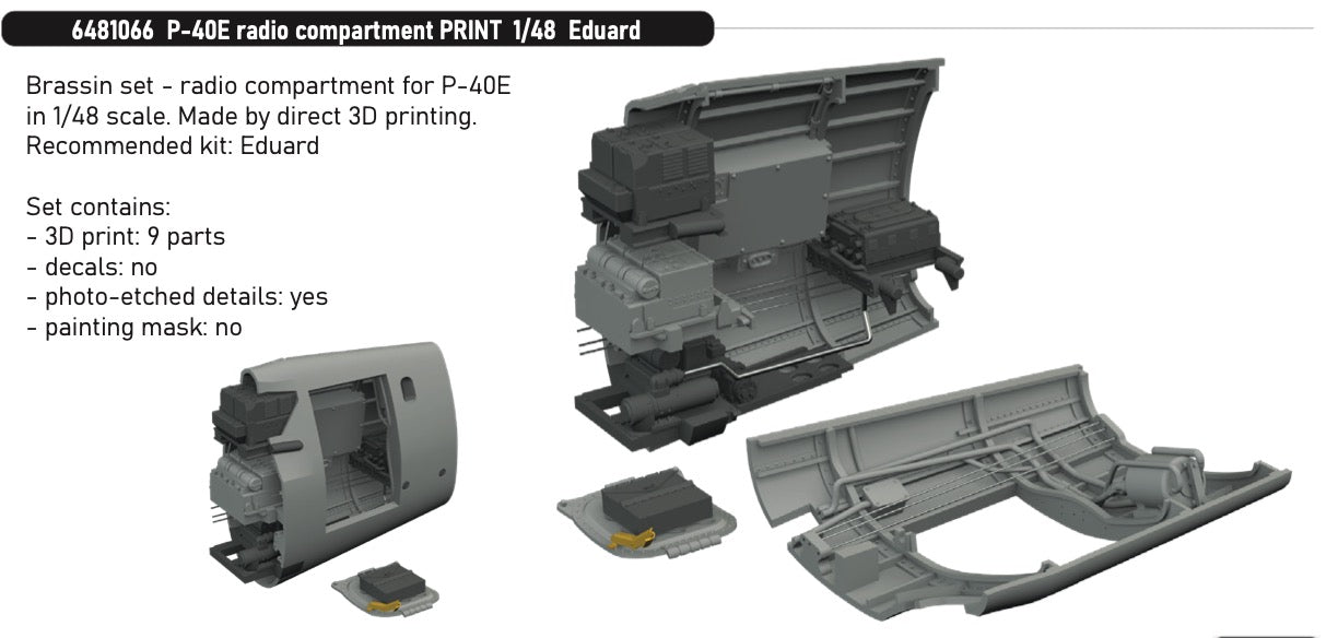 Eduard Brassin 6481066 1:48 Curtiss P-40E Warhawk E radio compartment 3D-Printed