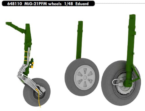 Eduard Brassin 648110 1:48 Mikoyan MiG-21PFM Wheels with Weighted Tyre Effect