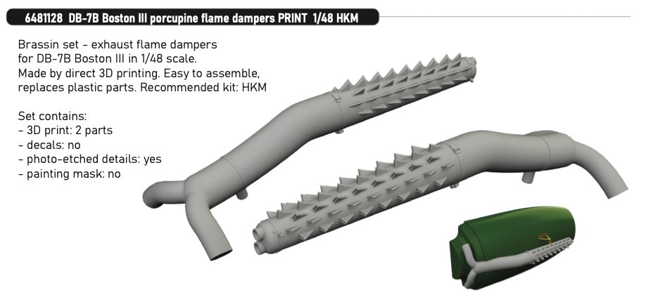 Eduard Brassin 6481128 1:48 DB-7B Boston III Porcupine Flame Dampers PRINT