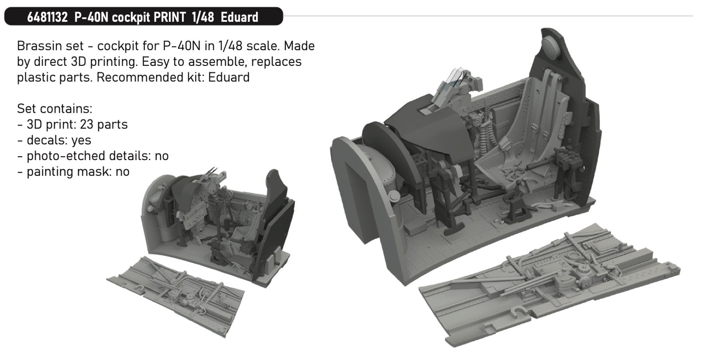 Eduard Brassin 6481132 1:48 P-40N Cockpit PRINT