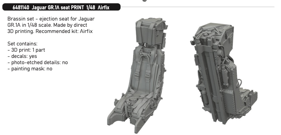 Eduard Brassin 6481140 1:48 Sepecat Jaguar GR.1A seat (3d-printed)