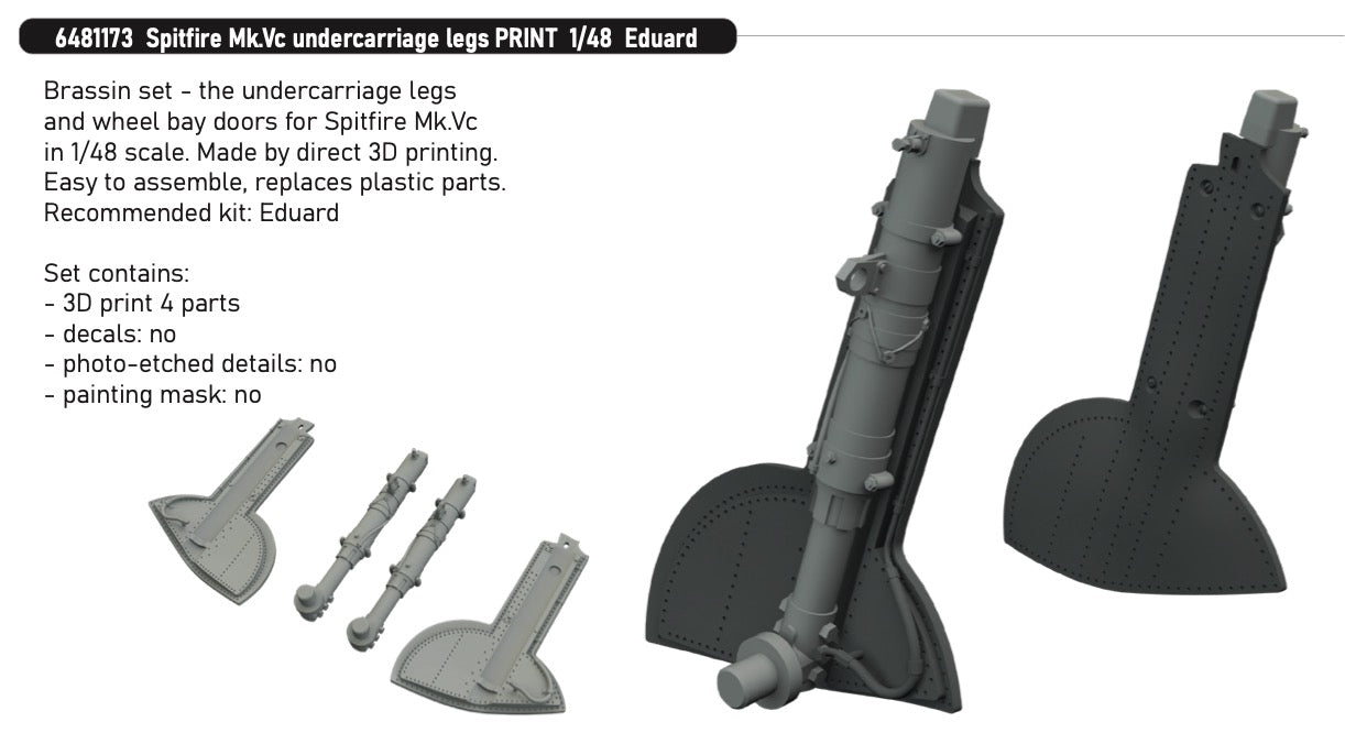 Eduard Brassin 6481173 1:48 Supermarine Spitfire Mk.Vc undercarriage legs