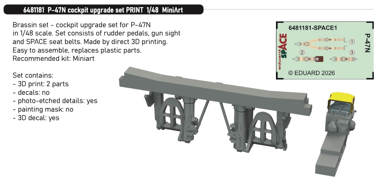 Eduard Brassin 6481181 1:48 Republic P-47N Thunderbolt cockpit upgrade set