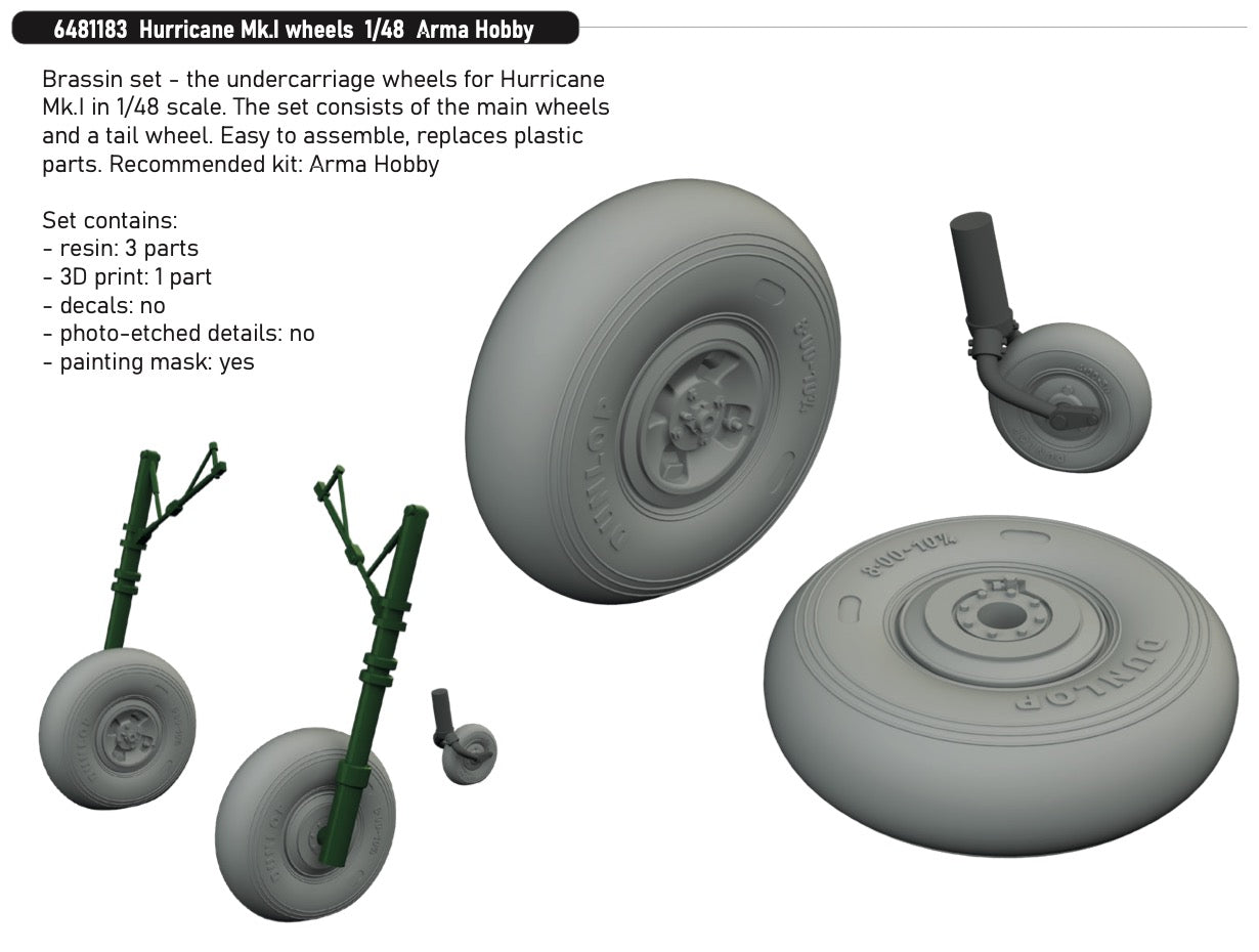 Eduard Brassin 6481183 1:48 Hawker Hurricane Mk.I wheels